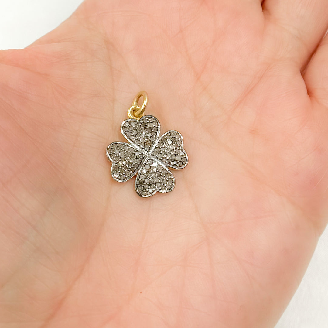 DC896. Diamond Sterling Silver Flower Charm