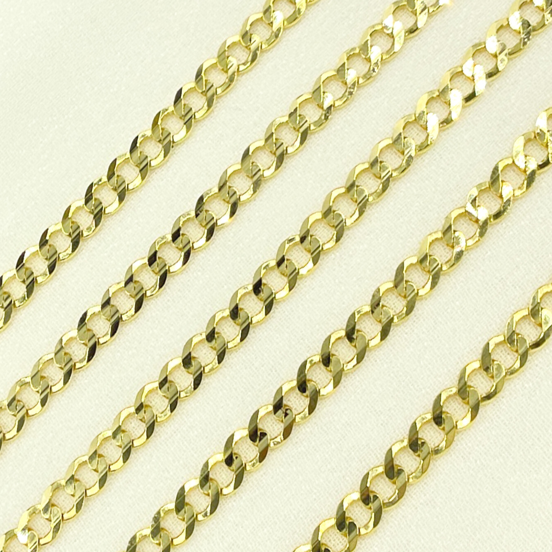 100R13FG1T2A9L001byFt. 14K Solid Yellow Gold Flat Curb Chain by Foot