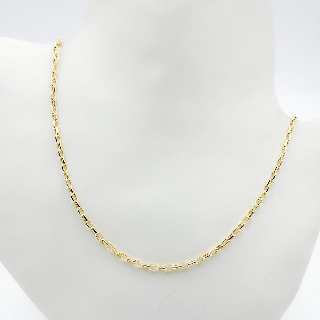 100HVR5614000. 14K Solid Yellow Gold Diamond-Cut Oval Rolo Hollow Chain Necklace