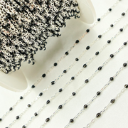 Sterling Silver Black Color Enamel Chain