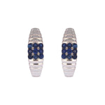 Load image into Gallery viewer, EHZ57171BS. 14K White Solid Gold Diamond &amp; Blue Sapphire Hoop Earrings