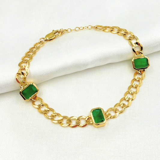 CB96105EM. 14k Solid Gold Gemstone Bracelet