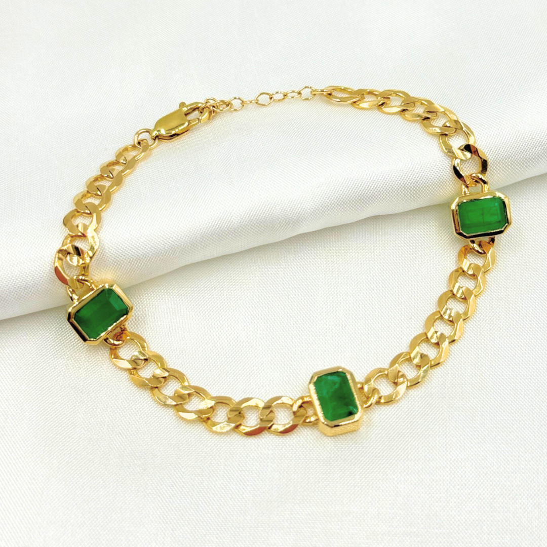 14k Solid Gold Gemstone Bracelet. CB96105EM