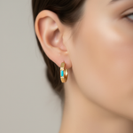 Load image into Gallery viewer, EHZ57587TQ. 14K Solid Gold Octagon Hoop Earrings with Turquoise