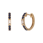 Load image into Gallery viewer, EHE57441. 14K Solid Gold Diamonds and Gemstone Hoops