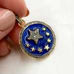 Load image into Gallery viewer, DP517A. Diamond Sterling Silver Star Round Enamel Pendant
