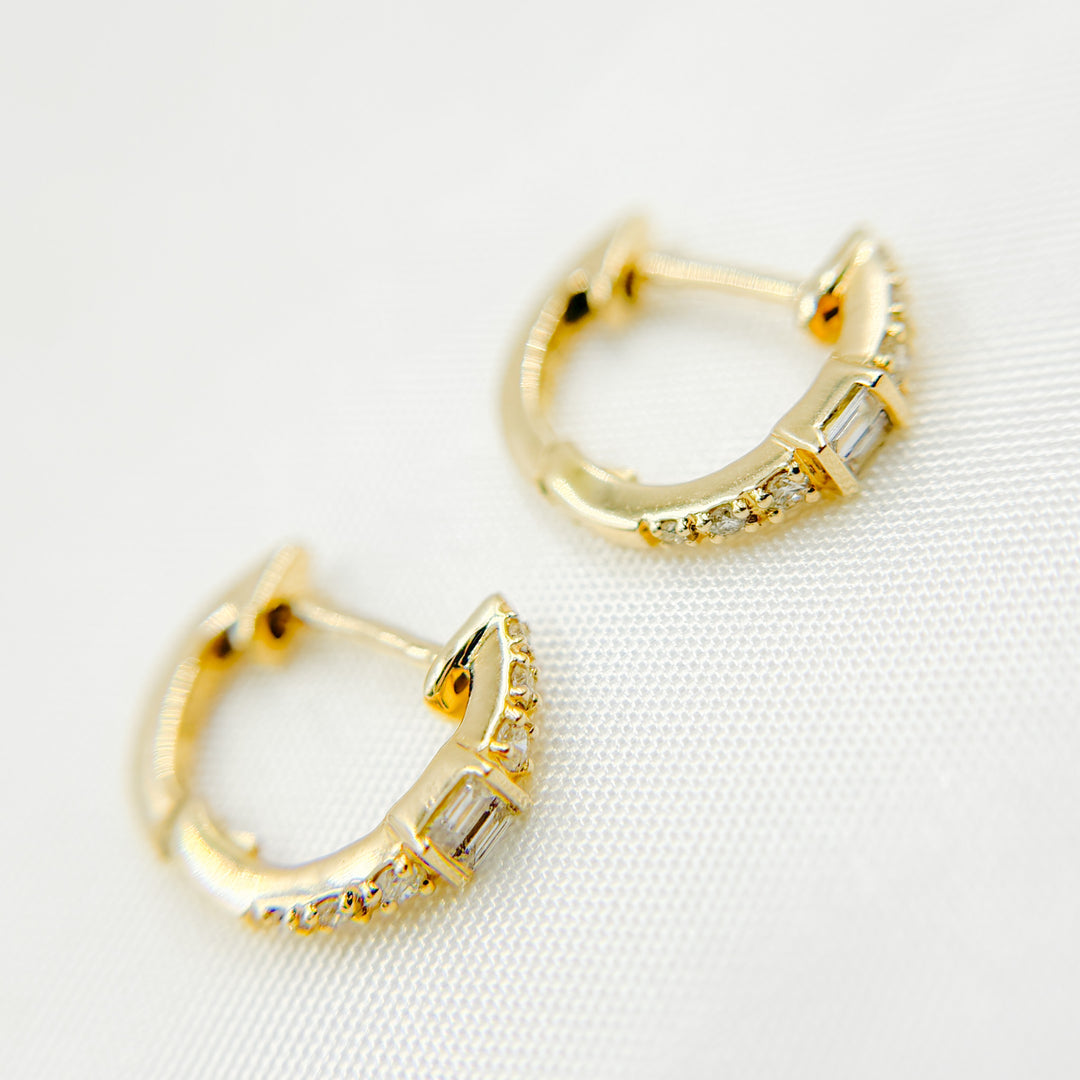 14K Solid Gold Diamond Huggies. HP402529