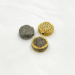 Load image into Gallery viewer, Pave Diamond &amp; 925 Sterling Silver Black Rhodium, Two Tone and Gold Plated Coin Bead. DC835
