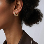 Load image into Gallery viewer, 14K Solid Gold Diamond Huggies Earrings