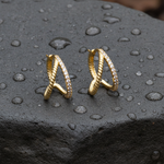 Load image into Gallery viewer, EFB53671. 14K Solid Rose Gold Diamond Stud Earrings