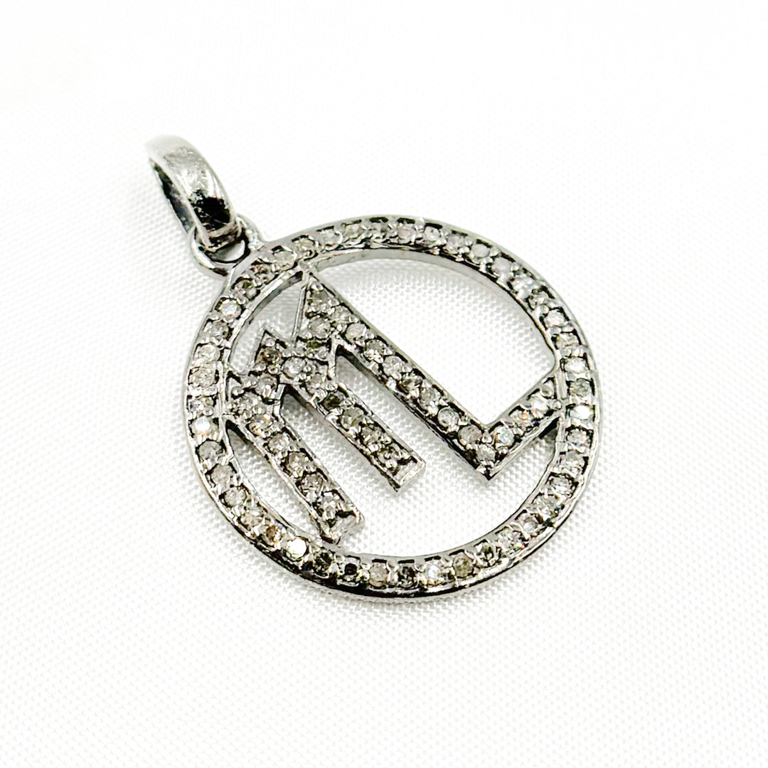 DC388. Diamond Sterling Silver Round Scorpio Zodiac Pendant