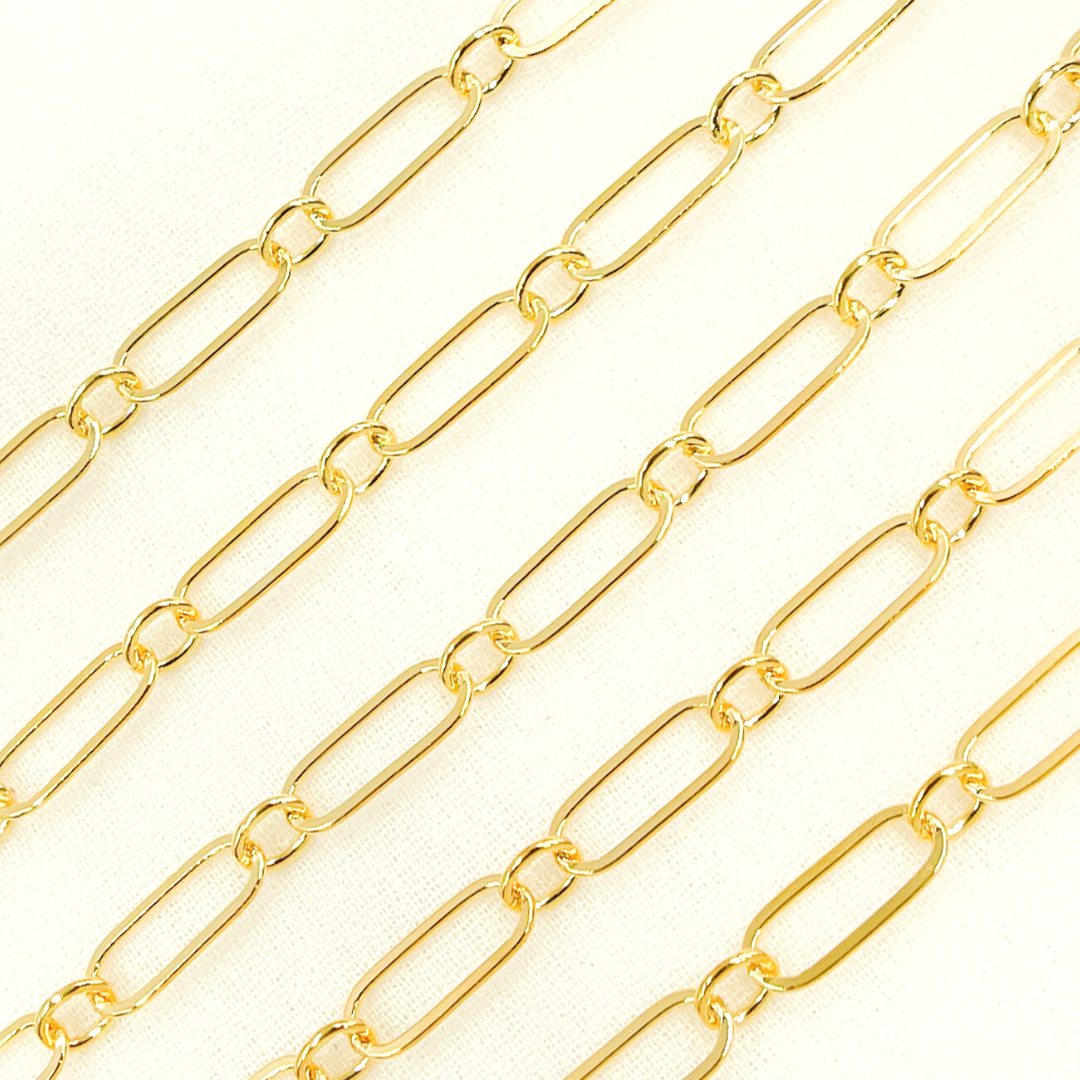 14K Yellow Gold Filled Flat Oval Link & 3 Round Chain. 281FGF