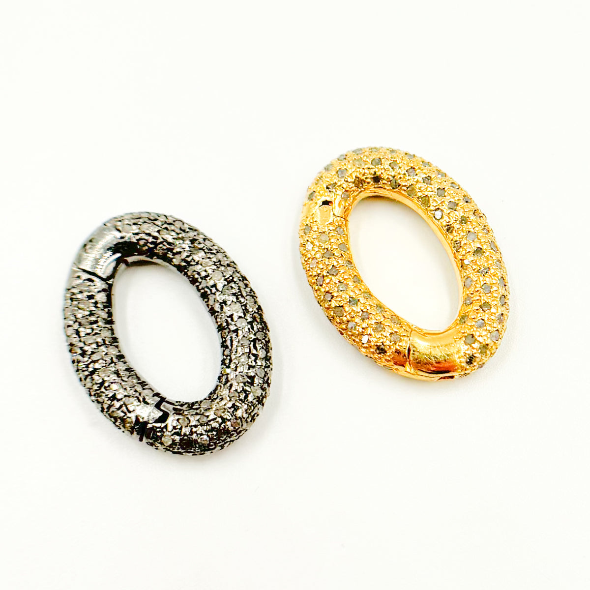 Diamond Sterling Silver Oval Hinge Clasp