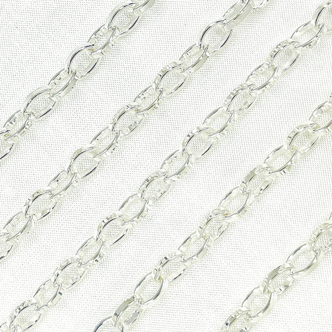 V64SS. Sterling Silver Flat Oval Link Chain