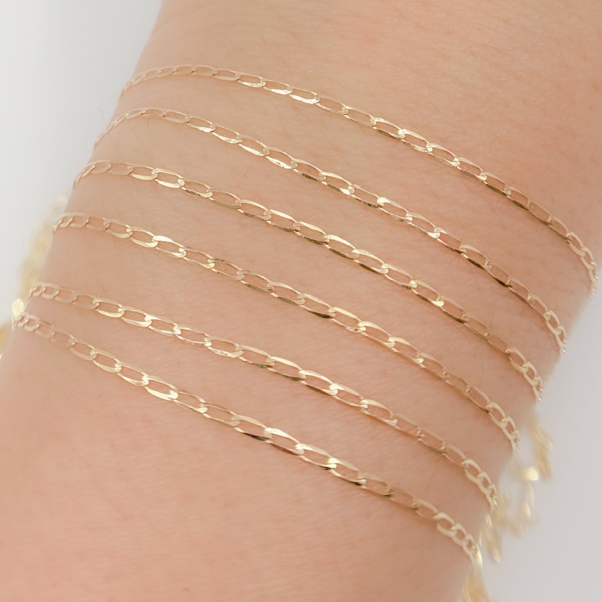 14K Solid Yellow Gold Flat Open Curb Chain