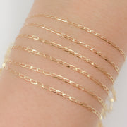 14K Solid Yellow Gold Flat Open Curb Chain