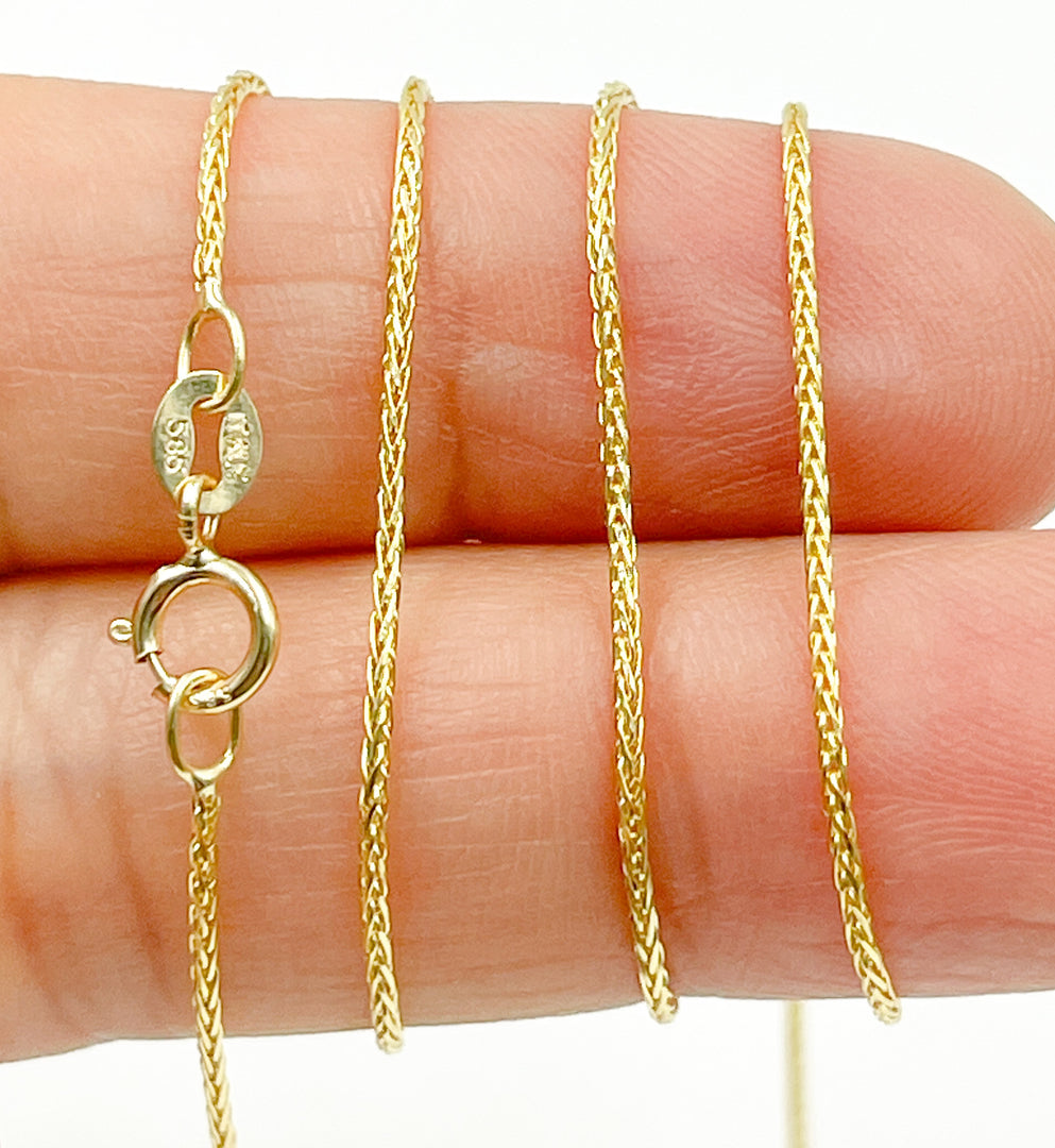 025SP3TFDT. 14K Solid Gold Wheat Chain