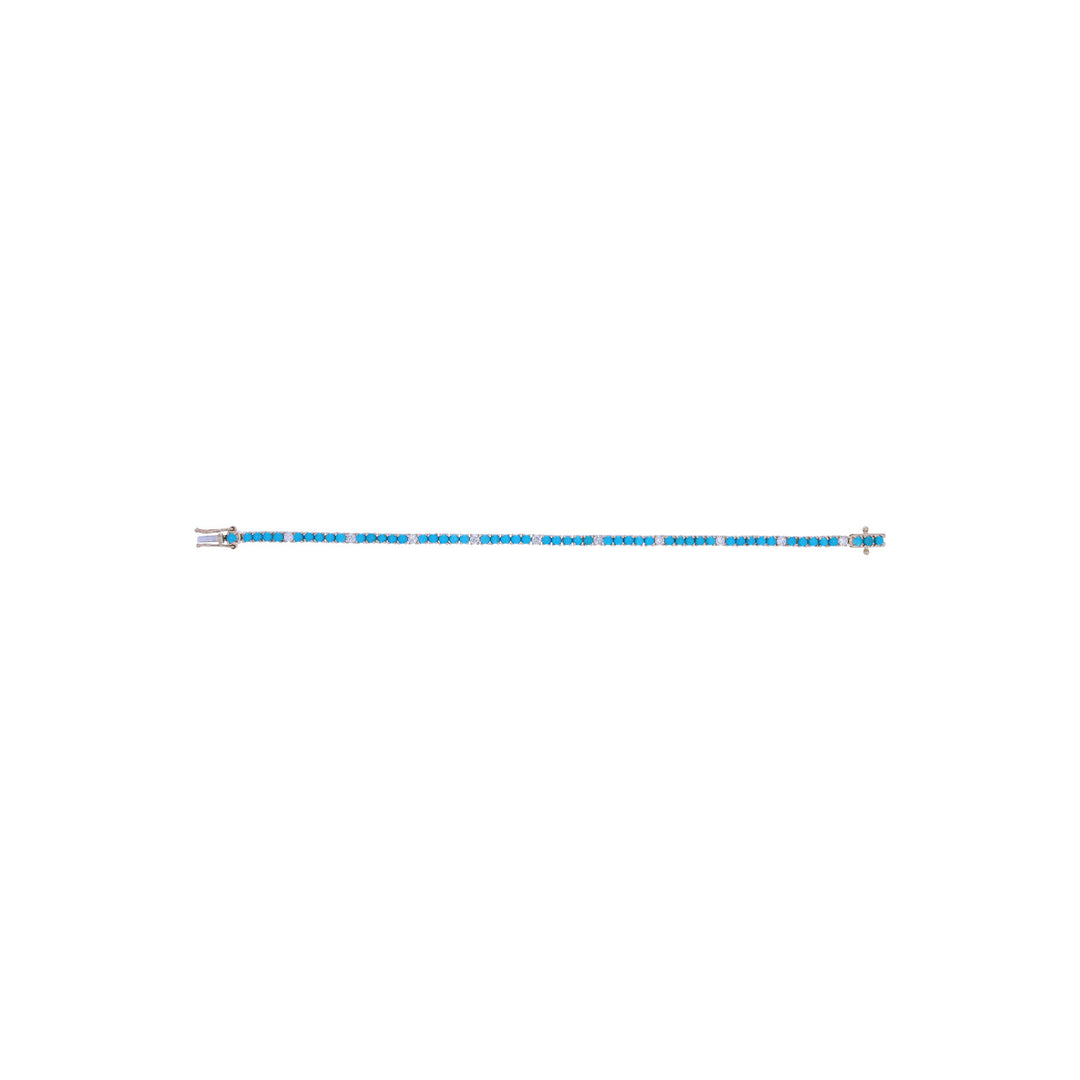 BTI65402TQ. 14K Solid Gold Diamond and Turquoise Bracelet