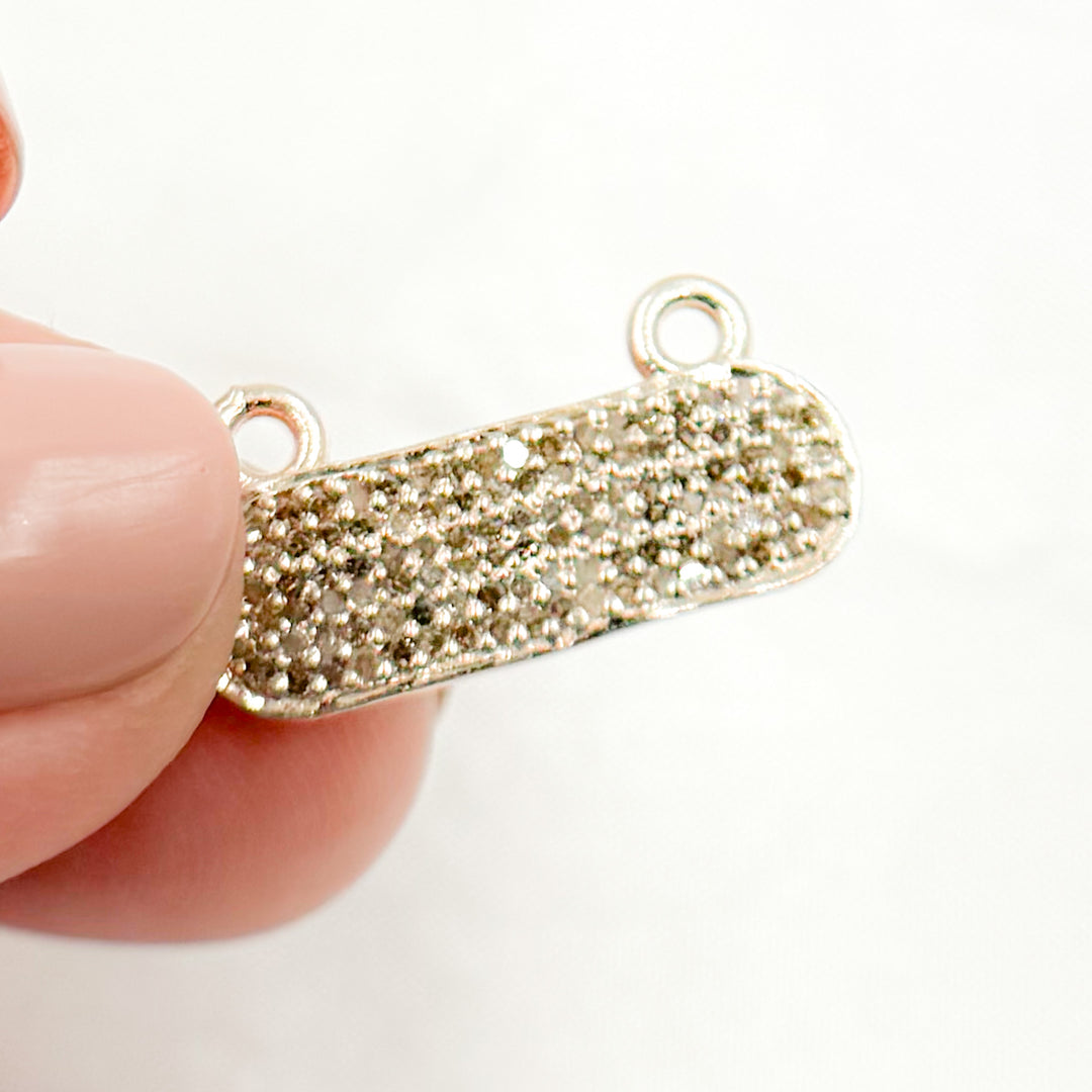 DC958. Diamond Sterling Silver Oval Pendant with Gemstone
