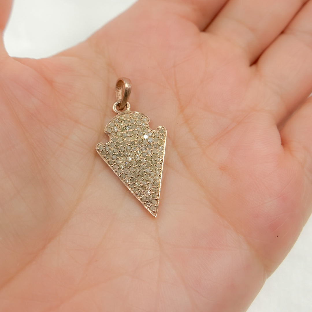 DC358. Diamond Sterling Silver Rose Gold Plated Arrow Head Pendant