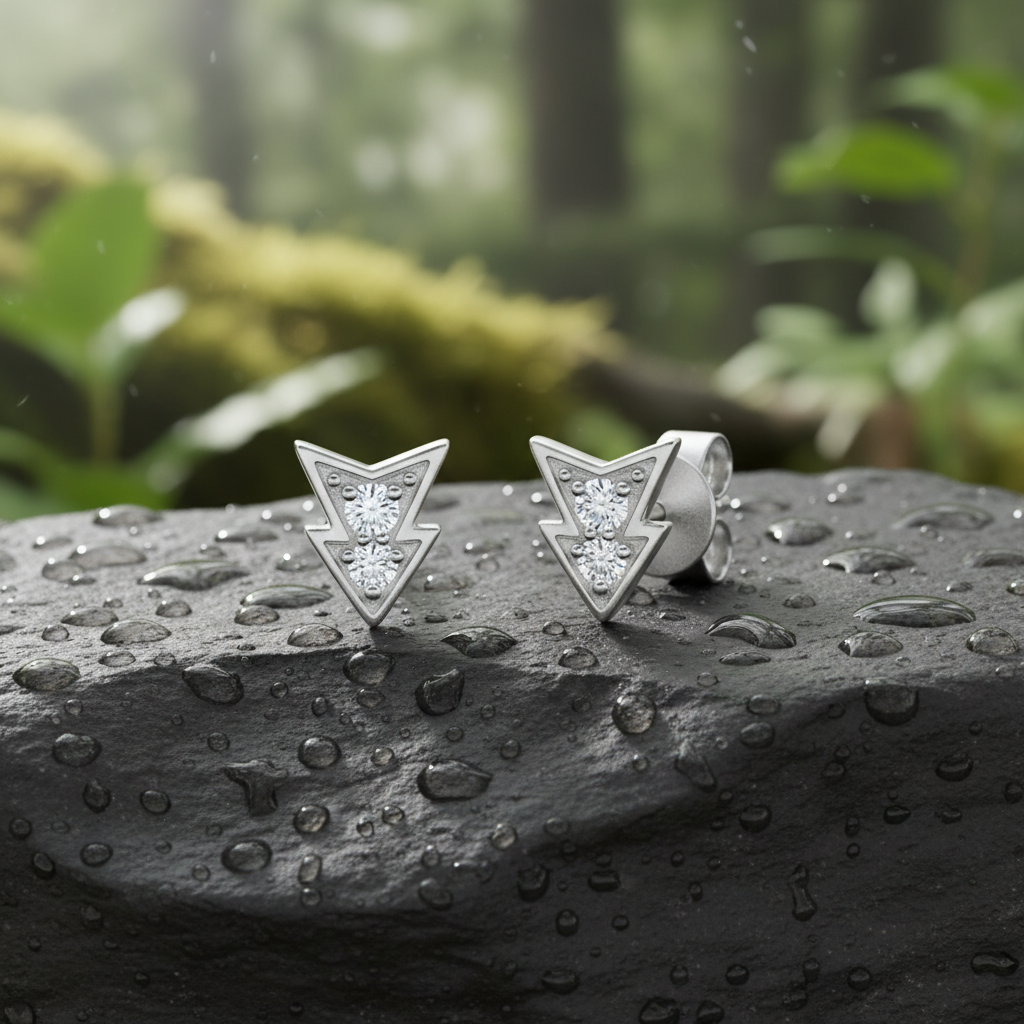 EFA54267. 14K Solid Gold Diamond Arrow Studs