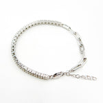 Load image into Gallery viewer, BFP60865. 14K Solid White Gold Diamond Baguette Tennis and Paperclip Bracelet
