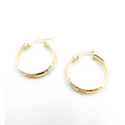GER50. 14K Tri-Tone Gold Earrings Circle Shape Hoop