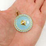 Load image into Gallery viewer, DP556A. Sterling Silver Round Enamel Pendant with Gemstone
