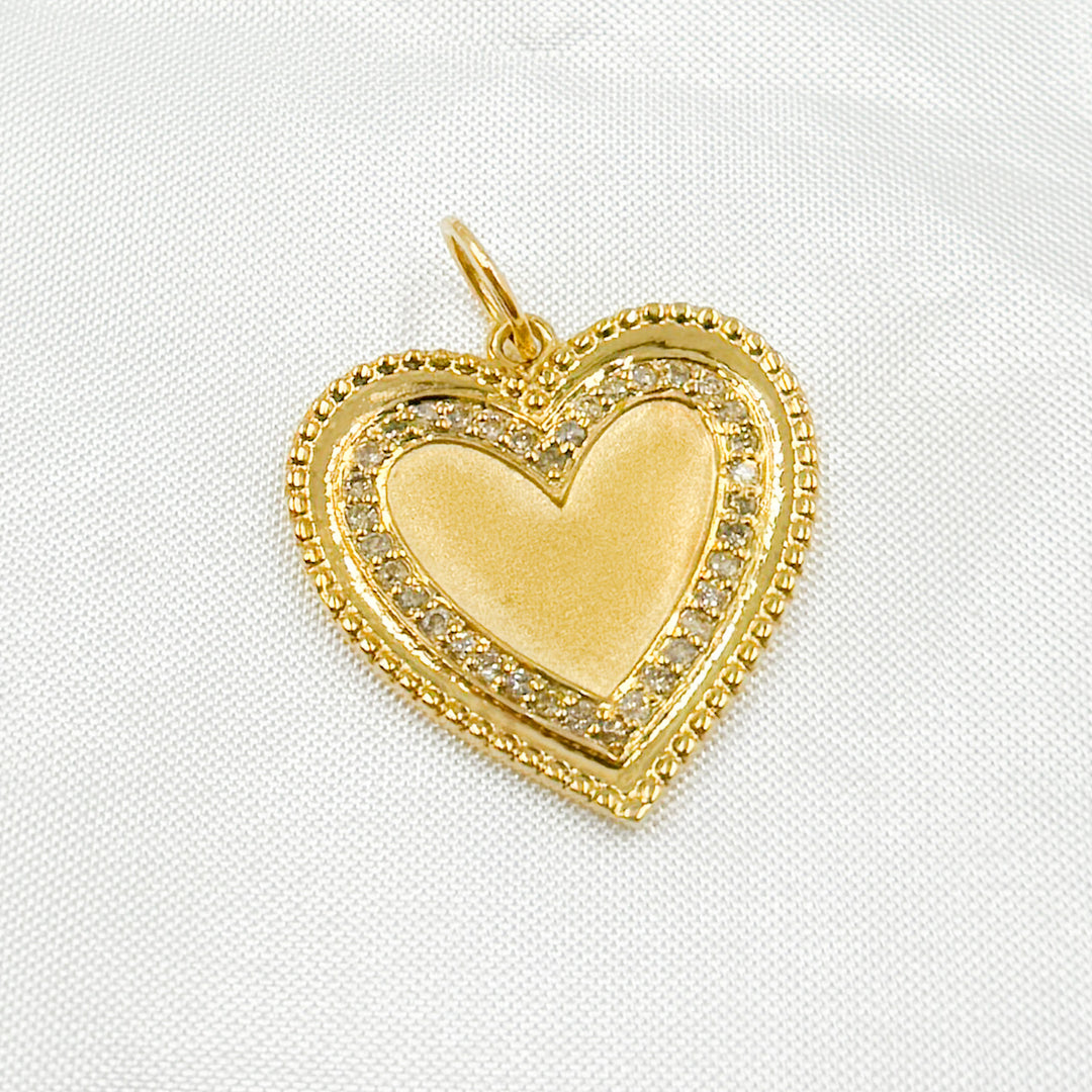 14k Solid Gold Diamond Heart Charm. GDP19