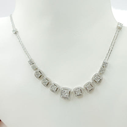 NK112596. 14K Solid White Gold Diamond Necklace