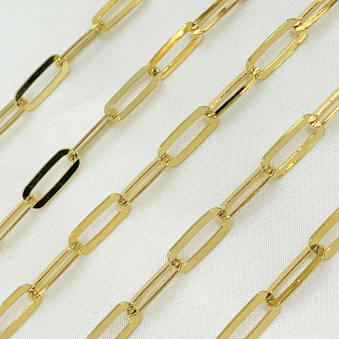 Gold Plated 925 Sterling Silver Flat Paperclip Chains