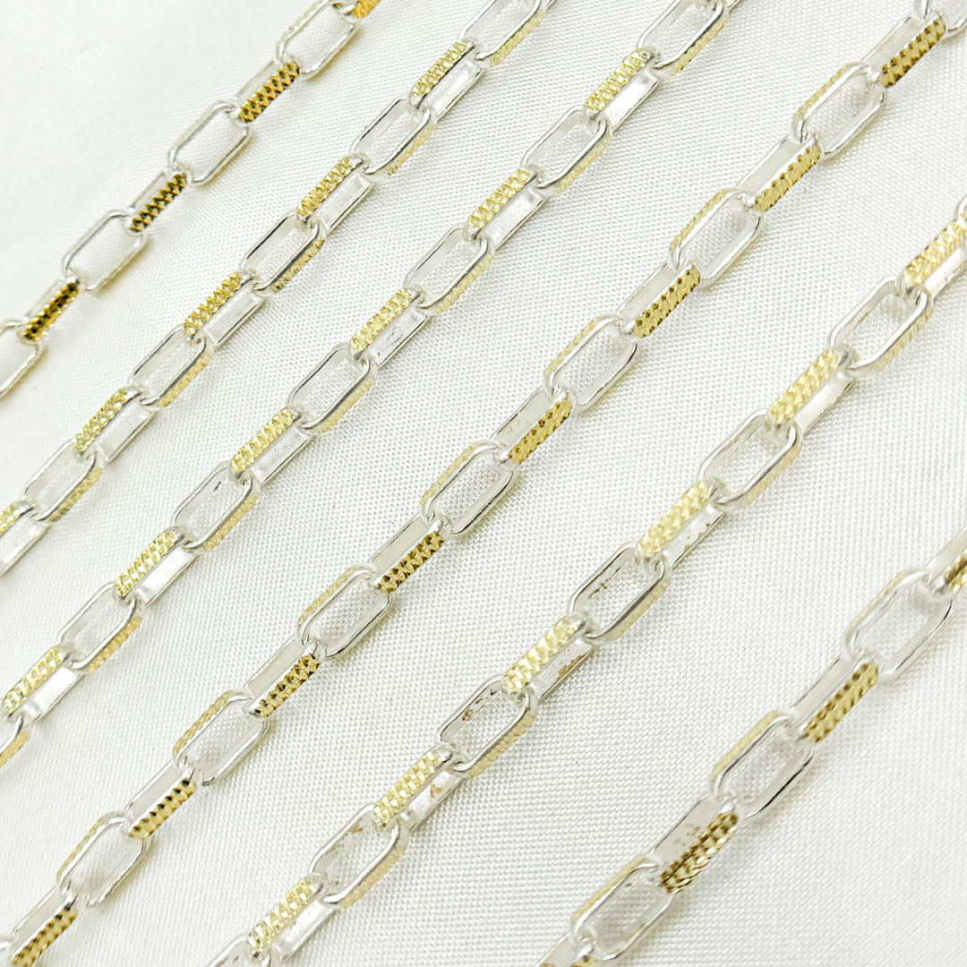 Two Tone Gold Plated and 925 Sterling Silver Paperclip Chain. Z114GS