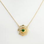 Load image into Gallery viewer, 14k Solid Gold Emerald Heart and Diamond Necklace. CN96235EM
