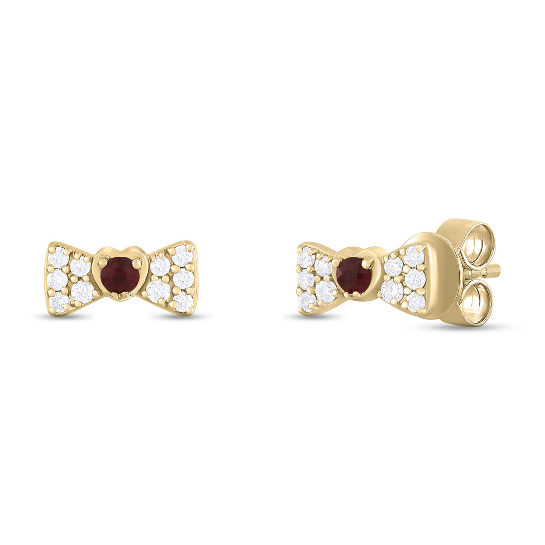 ER421151. 14K Solid Gold Diamond and Gemstone Coquette Bow Studs