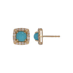 Load image into Gallery viewer, EFE54385TQ. 14K Solid Gold Diamonds and Turquoise Fancy Studs