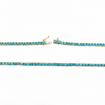 Load image into Gallery viewer, NFZ72747TQ. 14K Solid Gold Turquoise Tennis Necklace