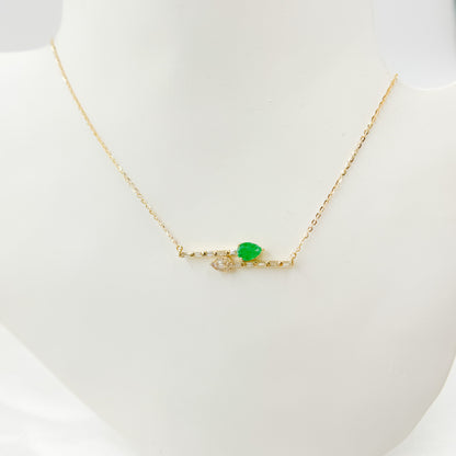 CN96320. 14K Solid Gold Diamond and Gemstone Arrows Necklace