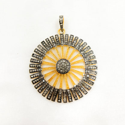 DP099. Diamond Sterling Silver Fancy Sun Pendant