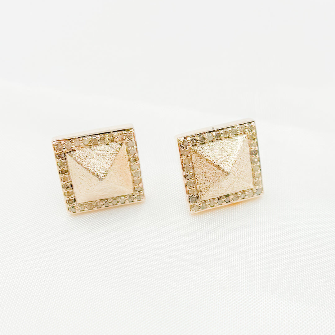 DE051. Diamond Sterling Silver Square Studs