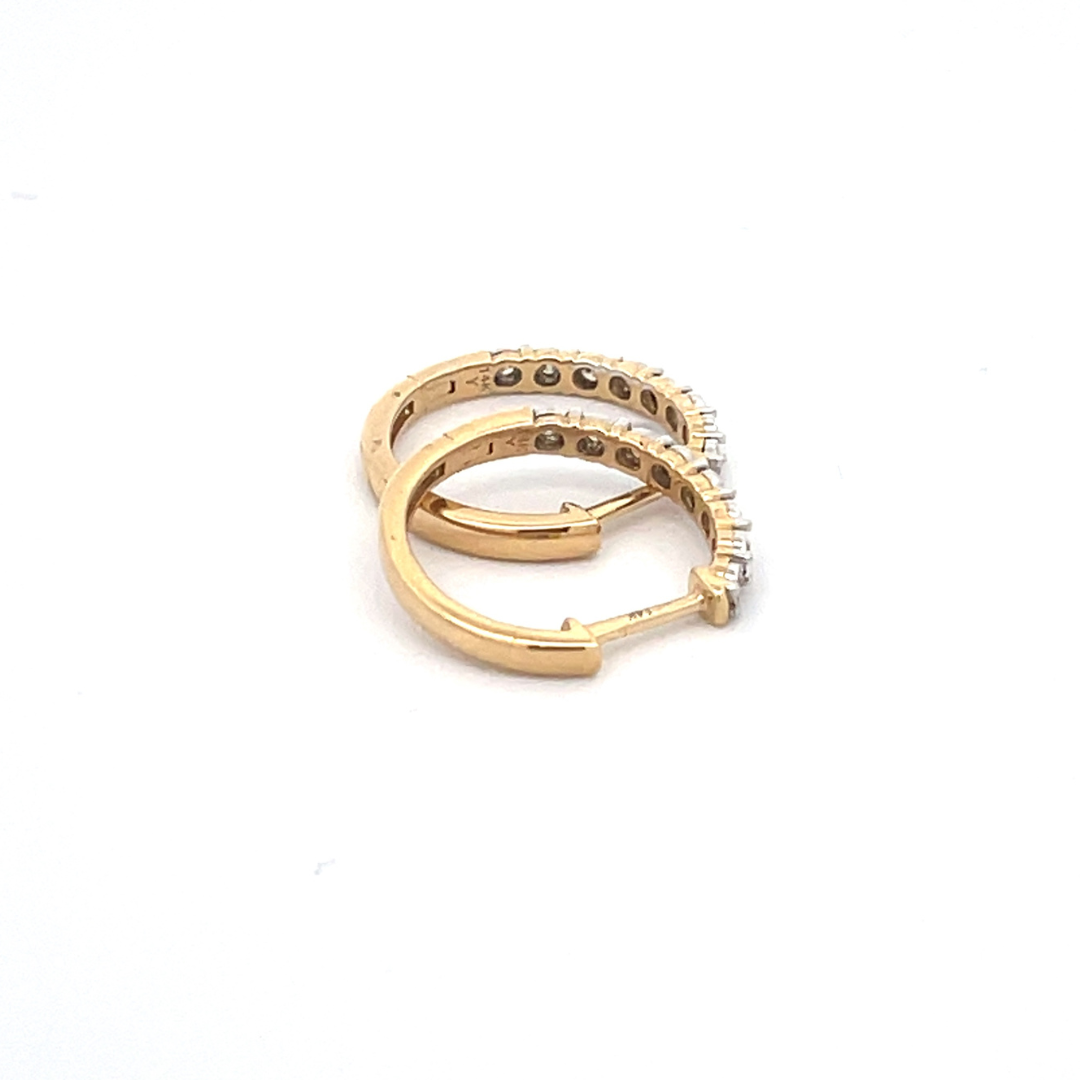 EHC56424. 14k Solid Yellow Gold Diamond Hoops