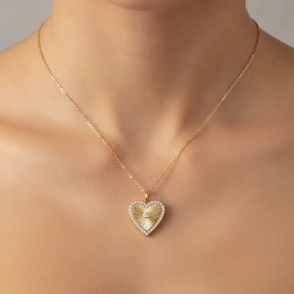 PHD38854. 14K Solid Gold Diamond Heart Shape Necklace
