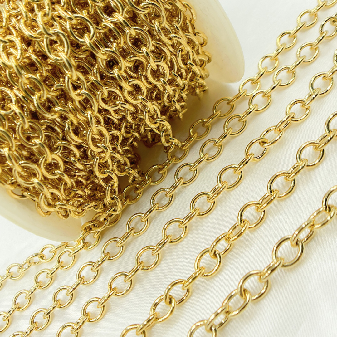 Gold Plated 925 Sterling Silver Smooth Oval Link Chains