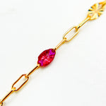 Load image into Gallery viewer, V295WNGF. 14K Gold Filled Wine Color Enamel with Paperclip and Diamond Cut Marina Links
