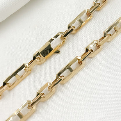 14K Gold Diamond Cut Cut Marina and Cable Link Chain