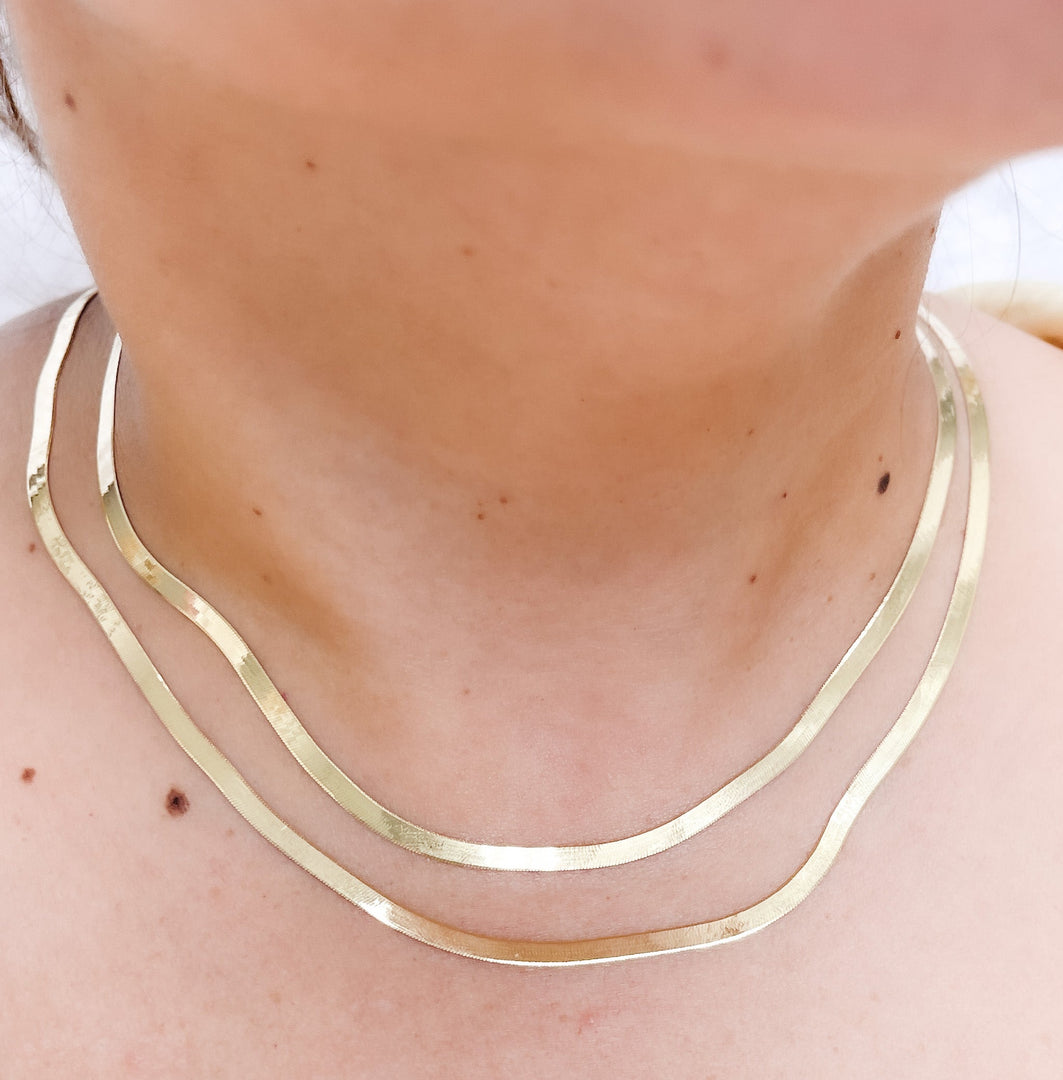 14K Solid Gold Herringbone Necklace. 032G2CPY4L001