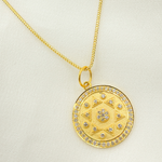 Load image into Gallery viewer, 14K Solid Gold with Diamonds Circle Charm with Star in the Center. GDP285
