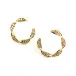 Load image into Gallery viewer, 14K Solid Gold and Diamonds Semi Circle Earrings. EFB52071
