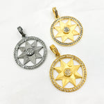 Load image into Gallery viewer, DP581. Diamond Sterling Silver Gold Plated Round Star Pendant
