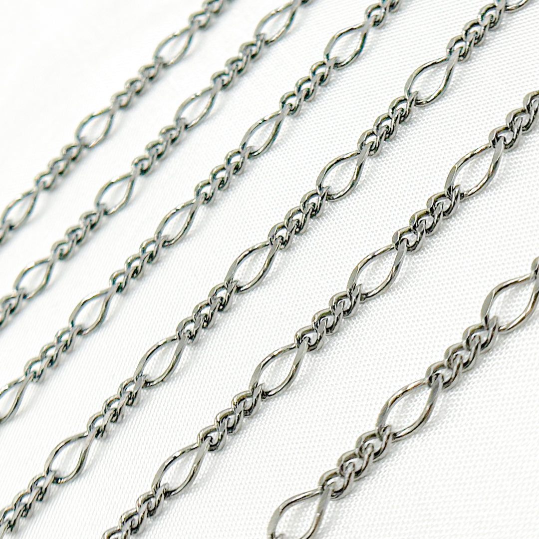 Black Rhodium 925 Sterling Silver Long and Short Link Chain. V238BR