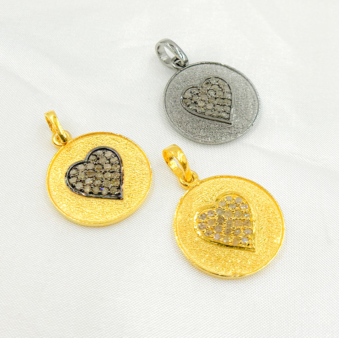 DP259. Diamond & Sterling Silver Round Heart Pendant
